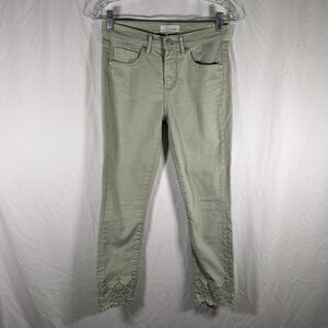 Loft Jeans Women's 0 Green Denim Button Zip Mid Rise Skinny Crop